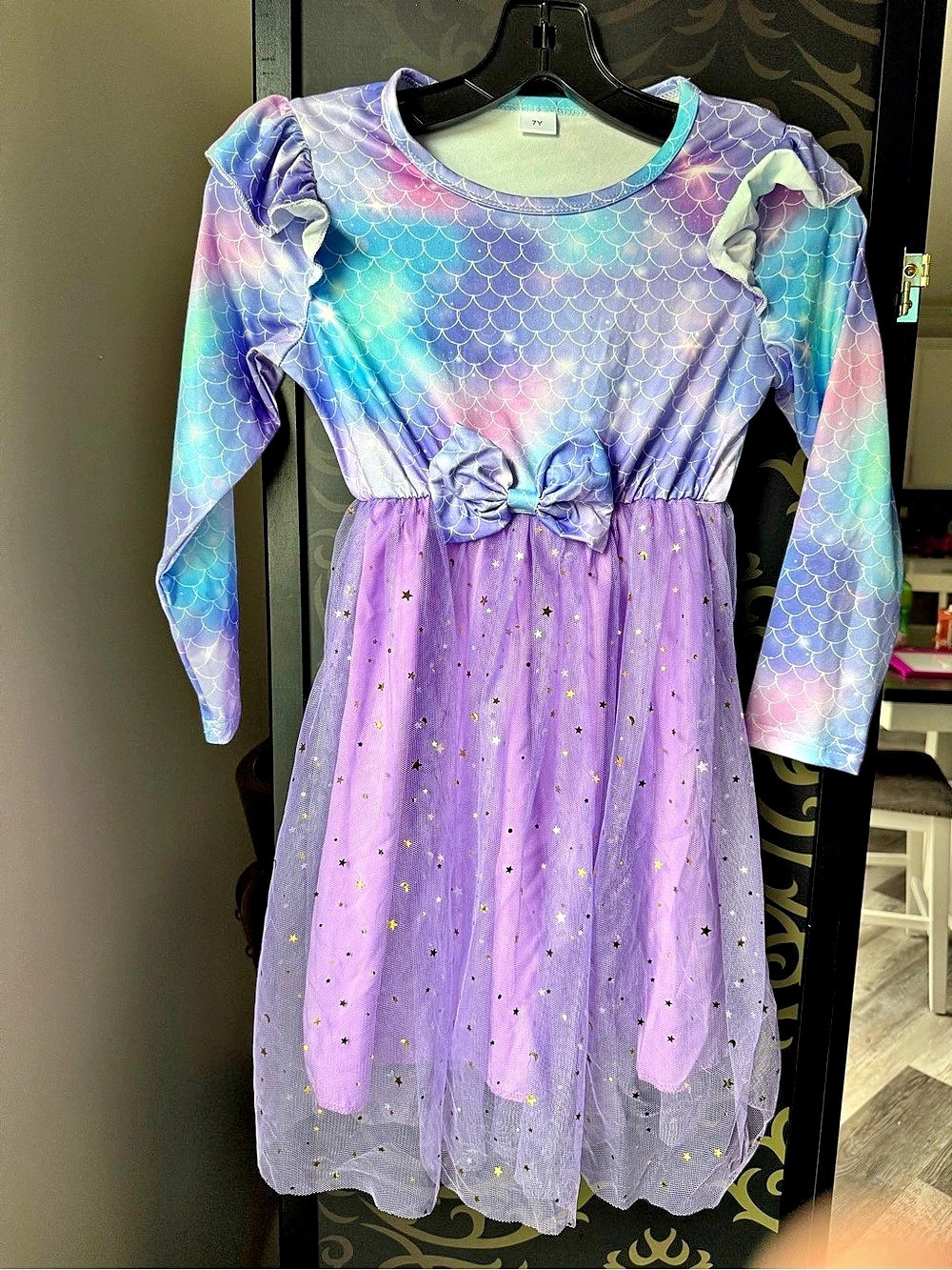 Girls 7Y Purple Mermaid Party Dress Like New